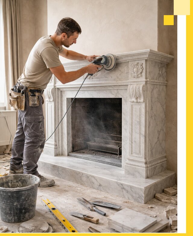 Изготовление и установка мраморных каминов в Мирном под ключ