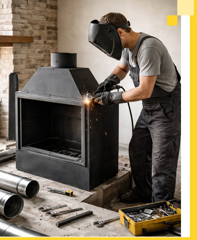 Продажа и установка металлических каминов в Мирном под ключ