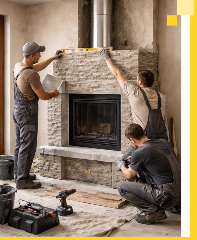 Профессиональный монтаж каминов под ключ в Мирном для дома