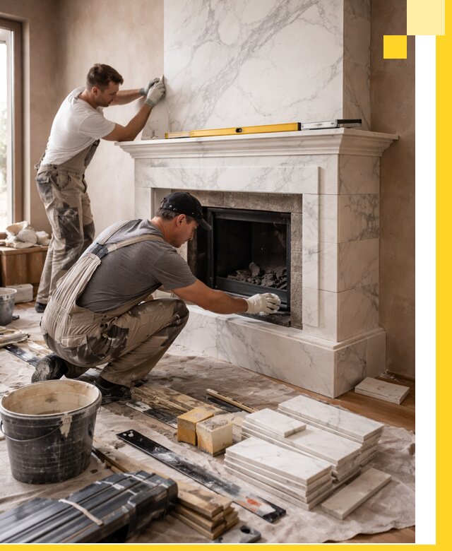 Отделка каминов в Мирном качественные облицовочные работы