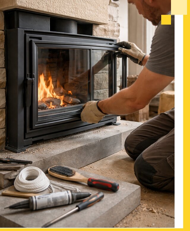 Производство, монтаж и доставка каминов со стеклом в Мирном