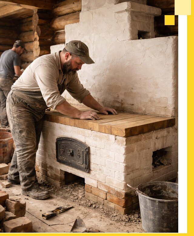 Проектирование и установка русской печи с лежанкой в Мирном