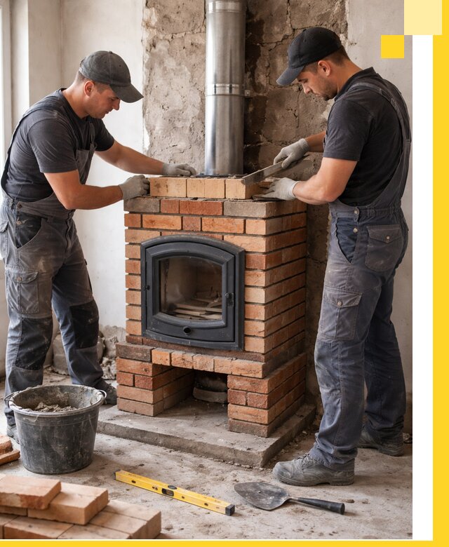 Монтаж печи камина под ключ в Мирном с гарантией и пусконаладкой