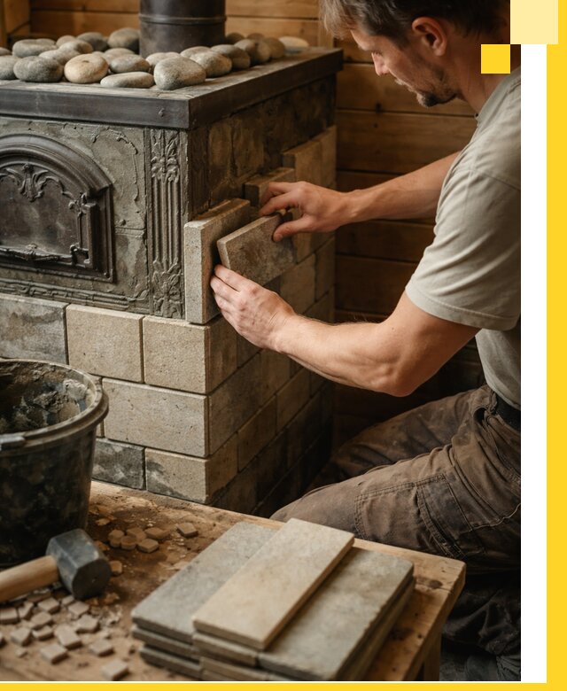 Облицовка банных печей в Мирном профессиональная отделка