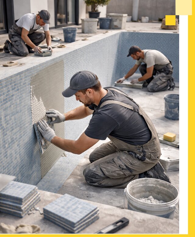 Облицовка бассейнов в Мирном плитка мозаика гидроизоляция