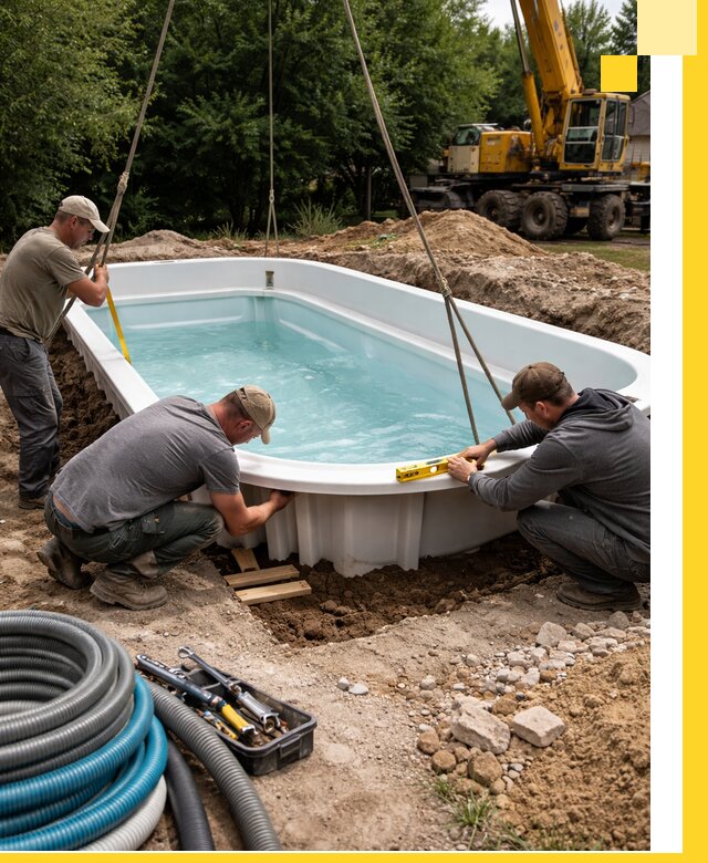 Установка и монтаж композитных бассейнов под ключ в Мирном