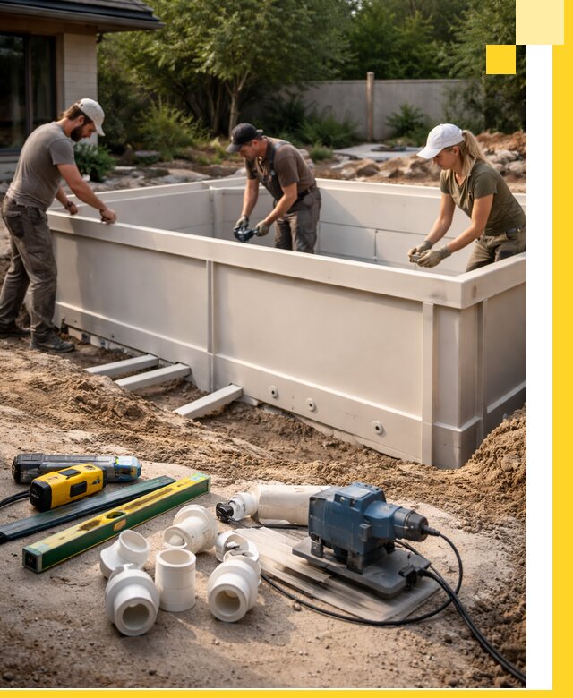 Установка полипропиленовых бассейнов под ключ в Мирном