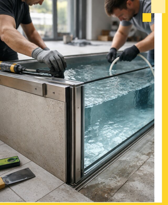 Проектирование и монтаж стеклянных бассейнов в Мирном