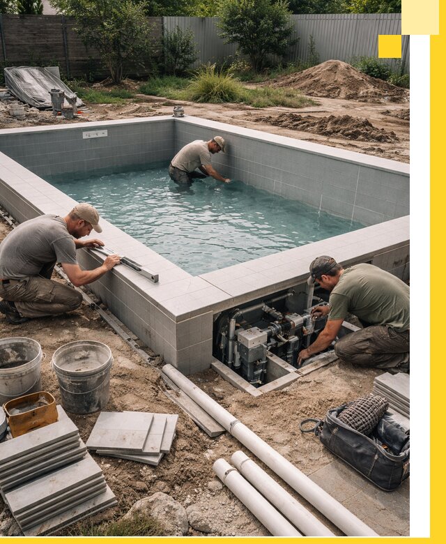 Строительство и монтаж бассейнов для дачи под ключ в Мирном