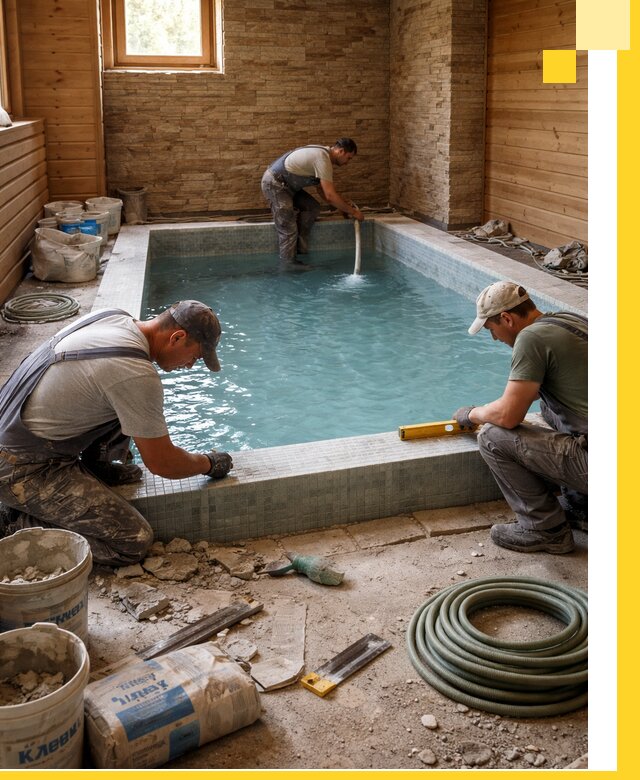 Проектирование и строительство бассейнов для бани в Мирном