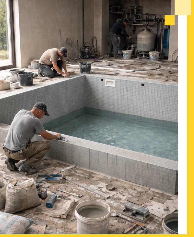 Строительство и монтаж бассейнов в помещении в Мирном