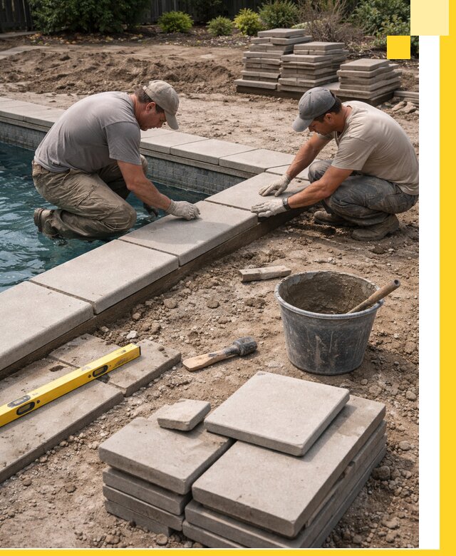 Установка и изготовление копингового камня для бассейнов в Мирном