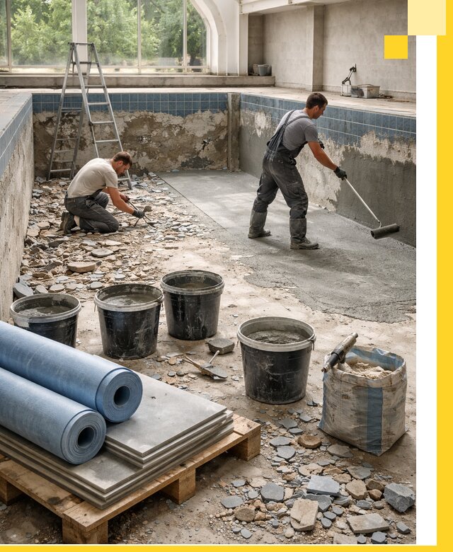 Реконструкция бассейнов в Мирном: ремонт, гидроизоляция