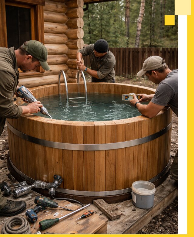 Строительство бань с купелью под ключ и отделкой в Мирном