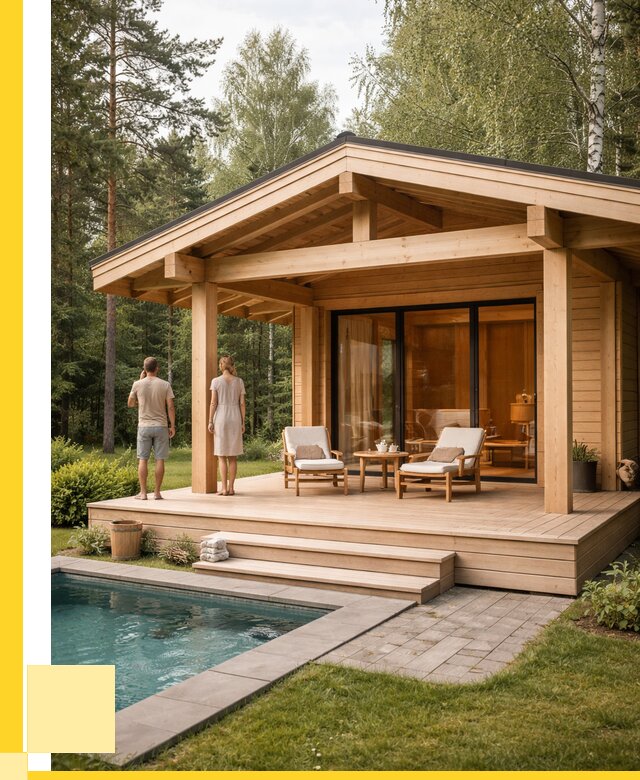 Бани с террасой под ключ в Мирном от 606540 р. | ЭриданМир