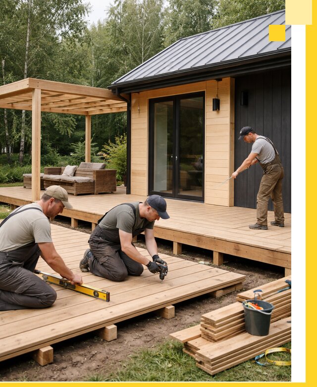 Строительство бань с террасой и бассейном под ключ в Мирном