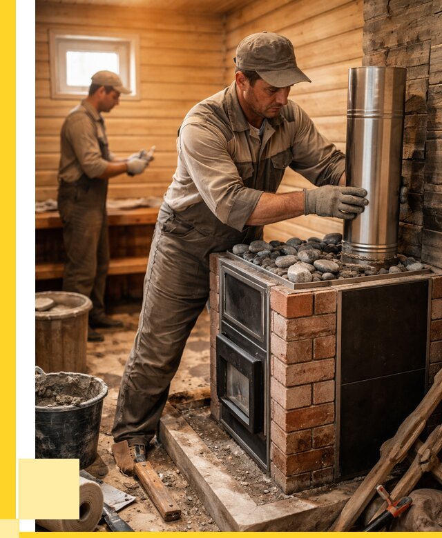 Монтаж печи в бане под ключ в Мирном от 20218 р. | ЭриданМир