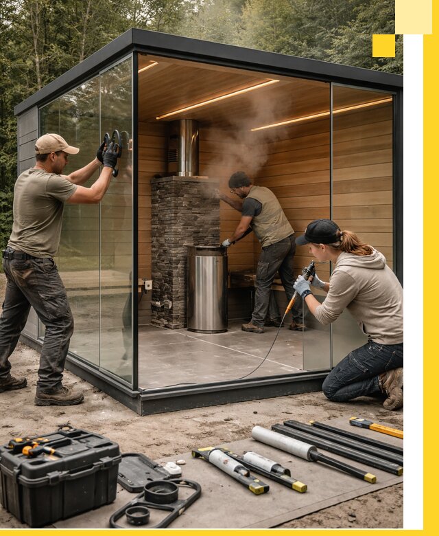 Проектирование и строительство стеклянных бань в Мирном