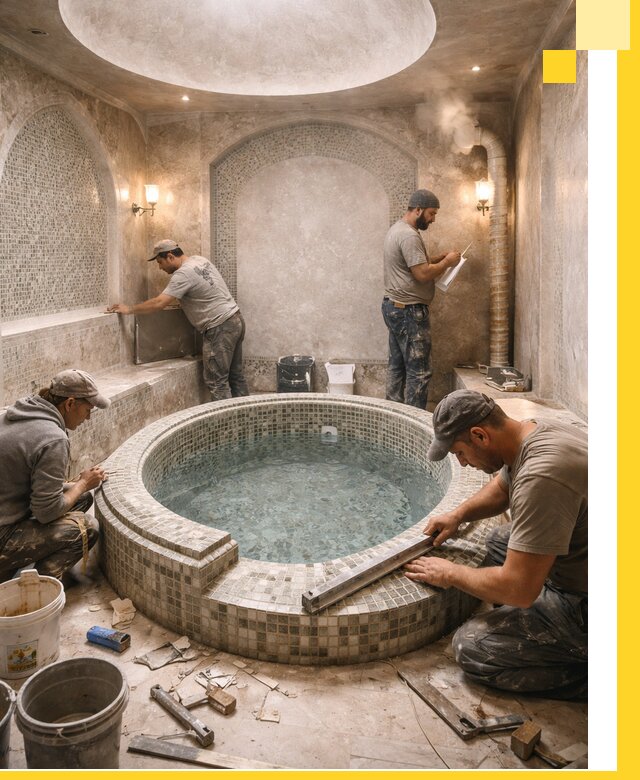 Профессиональное строительство хамама с бассейном в Мирном под ключ