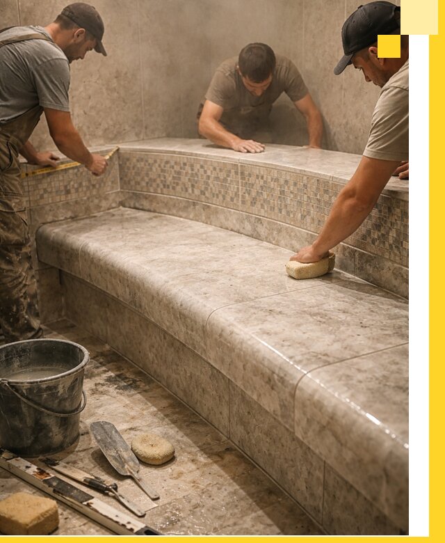 Изготовление и установка сидений для хамама в Мирном